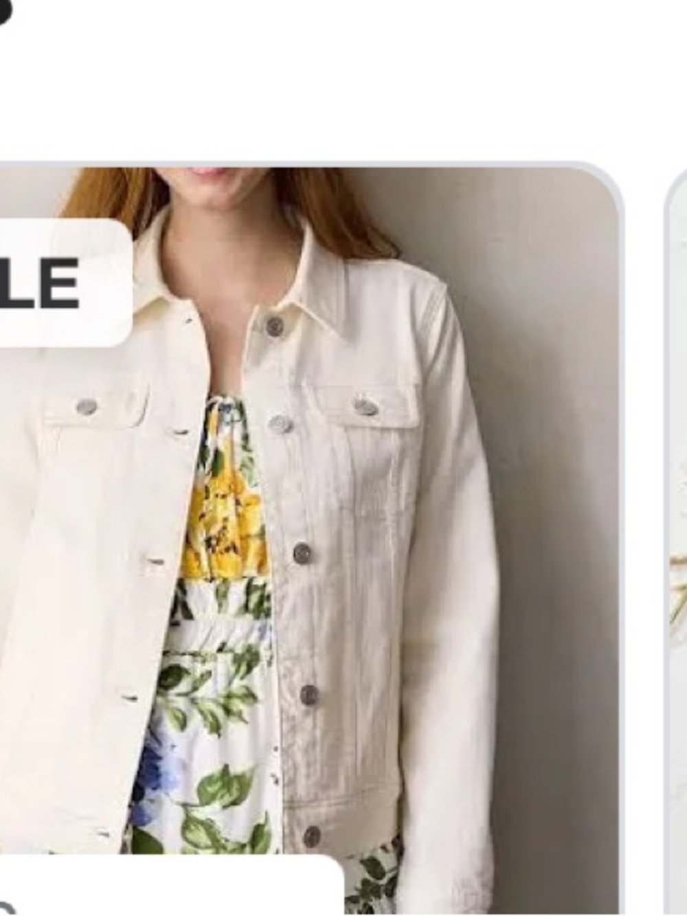 Outerwear Denim & Flower woman’s Light Cream Button-Up denim Unsex  jacket